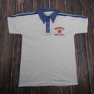 Vintage BIKE Nassau Basketball Shirt Mens Medium White Single Stitch Polo Tee
